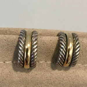 David Yurman - Cable Hoop Earrings w/ 14K Gold
